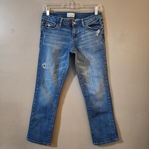 Aeropostale Womens Bayla Skinny Capri Jeans Size 3/4 Distressed Low Rise Stretch